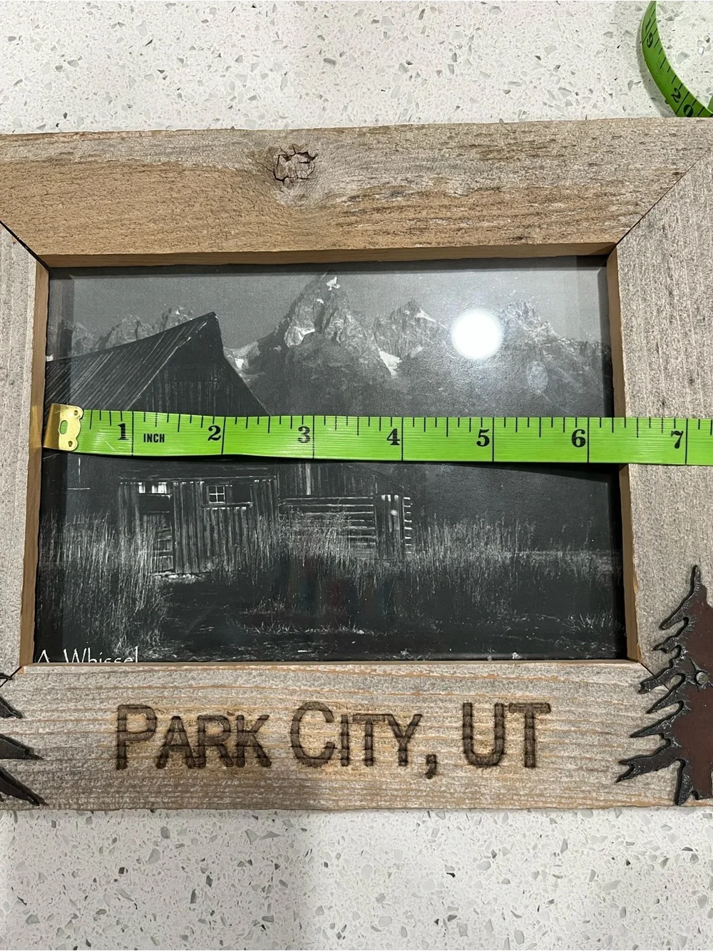 Handmade Weatherd Barn Wood & Forged Metal Park City, Utah 5 x 7 Picture Frame